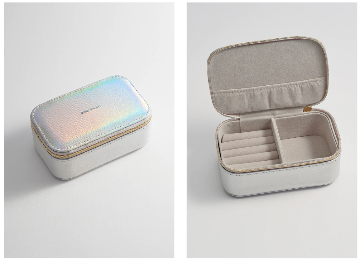 silver iridescent mini jewellery box
