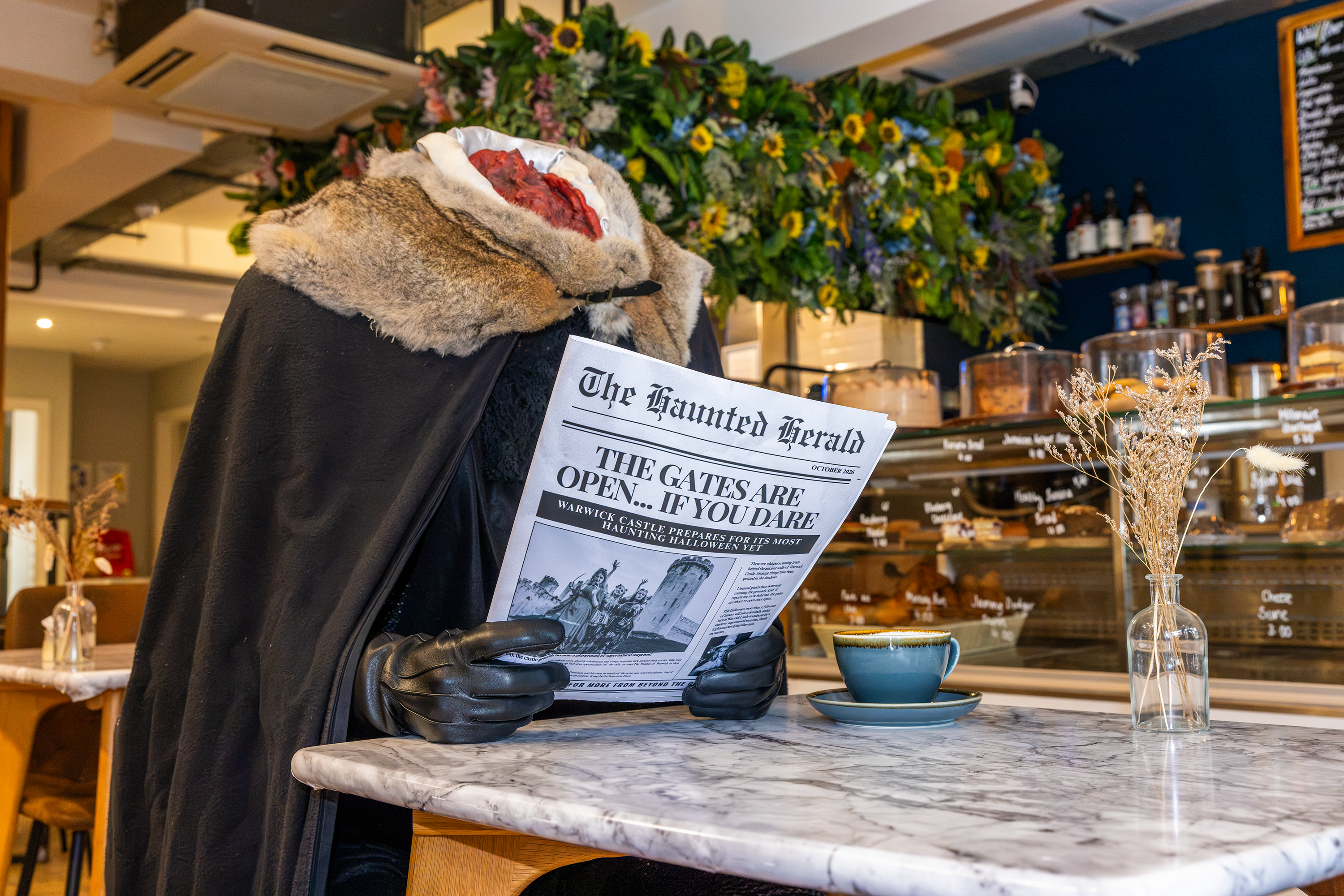 headless horseman reading a newspaper halloween